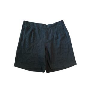 Women 18 Athleta Playa Linen Bermuda Short Black Pull-On Travel Beach Resort